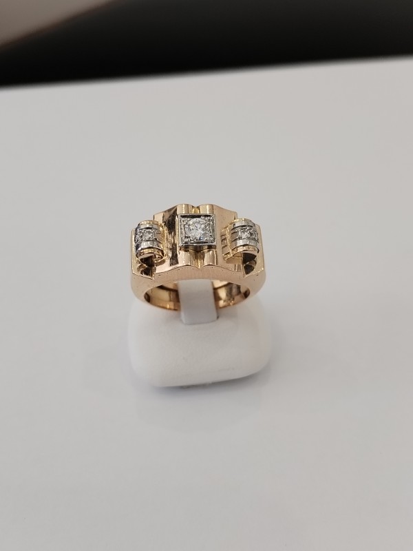 Bague tank Or 18 carats et Diamants a vendre sur Sète 